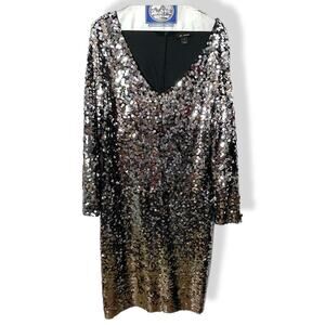 St John. silver paillette party dress prom gala evening 12